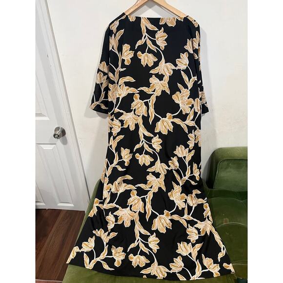 Anthropologie Maison Du Soir Romantic Boho Kimono Robe Floral Black L/XL Spring - Picture 6 of 8